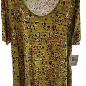 LuLaRoe New Perfect T Size 2XL Green Floral 2X Shirt Women's XXL Top NWT